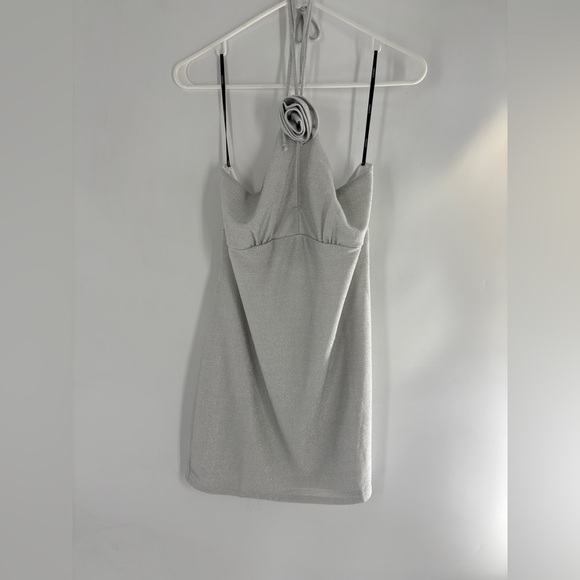 NWT Forever 21 Glitter Rosette Halter Mini Dress - Picture 1 of 9